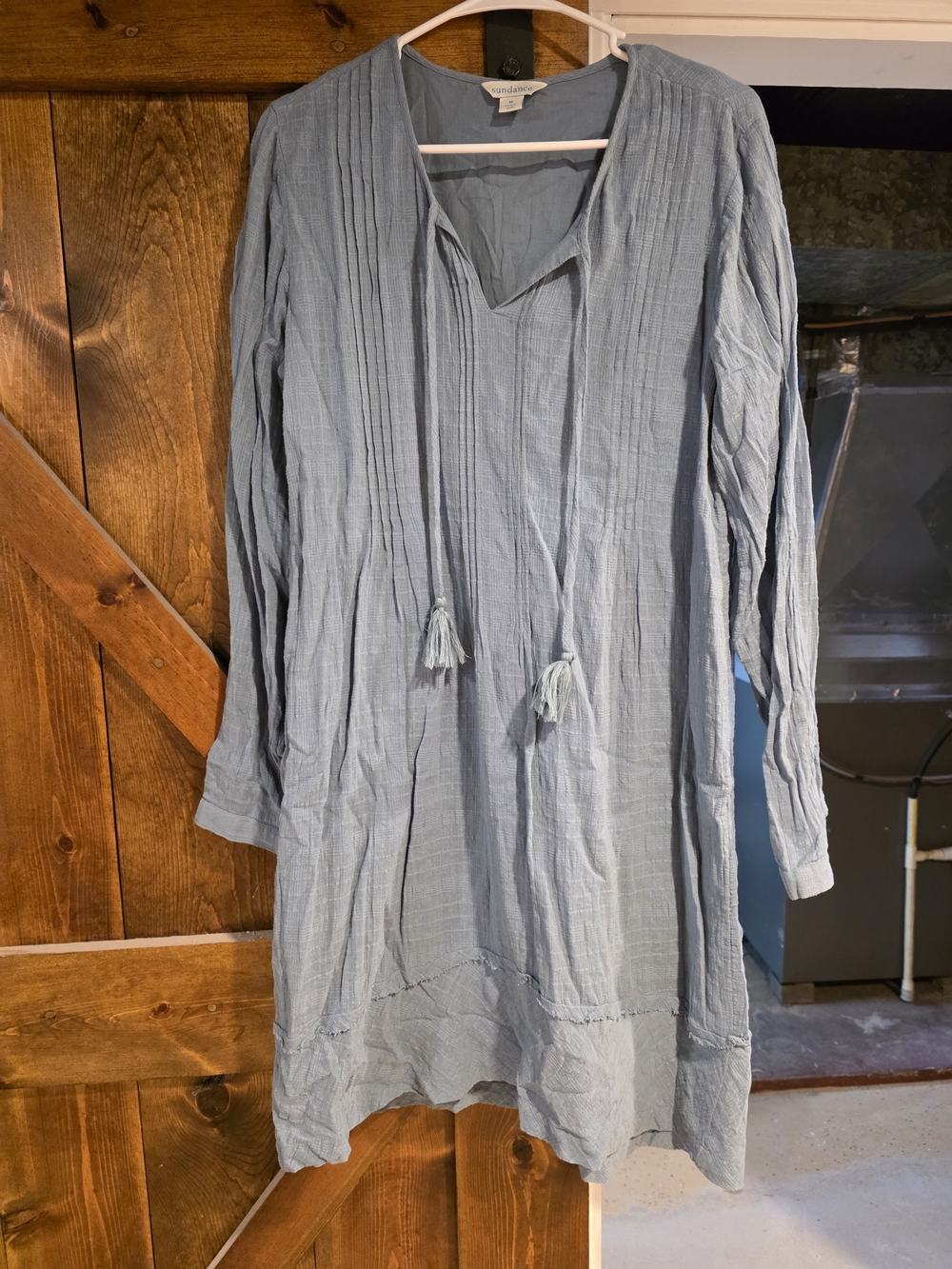 sundance boutique Light Blue Crinkled Tassel Tunic Dress